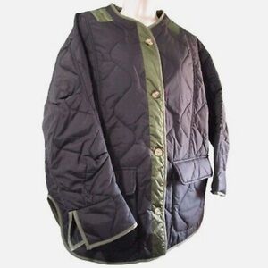 Aaron & Amber oversized quilted puffer jacket black and olive size S NWT